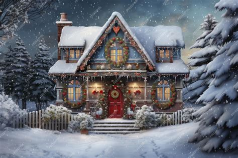 Premium AI Image | Christmas house in the snow