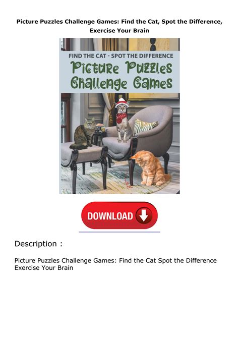 download⚡[EBOOK] Picture Puzzles Challenge Games: Find the Cat, Spot the Difference, Exercise ...