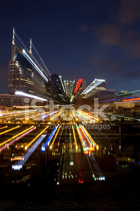 Cityscape: Nashville Tennessee Skyline AT Night With Streaks Stock ...