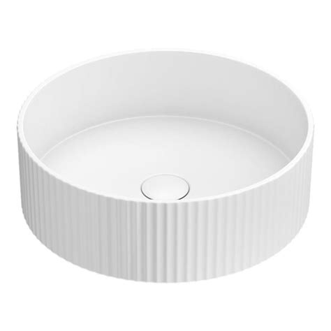 Arezzo Fluted Matt White Round Counter Top Basin - 360mm Diameter | Countertop basin bathroom ...