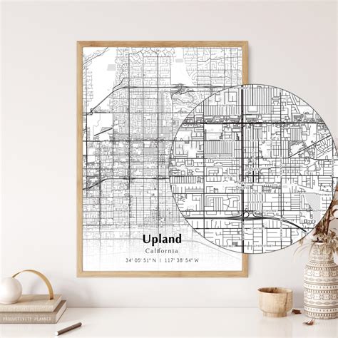 Map of Upland Digital File, Modern City Map, Upland Printable Map ...