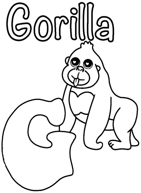 Letter G For Gorilla Coloring Page - Free Printable Coloring Pages