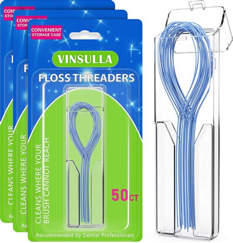 Amazon.com: VINSULLA Floss Threaders for Braces, Bridges, and Implants (50 Count (Pack of 3 ...