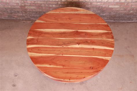 Organic Modern Natural Redwood Round Pedestal Dining Table For Sale at 1stDibs | round redwood table