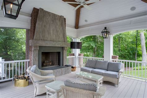 Covered deck / screened porch addition w/ disappearing screens, fireplace & outdoor kitchen ...