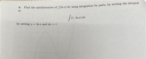 Solved 6. Find the antiderivative of \\( \\int(\\ln x) | Chegg.com