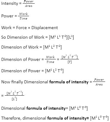 Dimensional Formula of Intensity