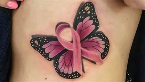 Breast Cancer Ribbon Butterfly Tattoos