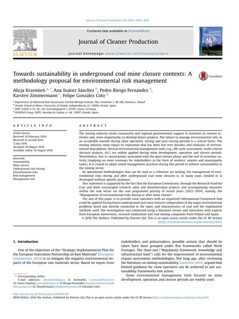 (PDF) Towards sustainability in underground coal mine closure contexts ...