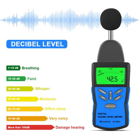 Digital sound level meter 30-130dB Bar graph Decibel Noise Hand Noise ...