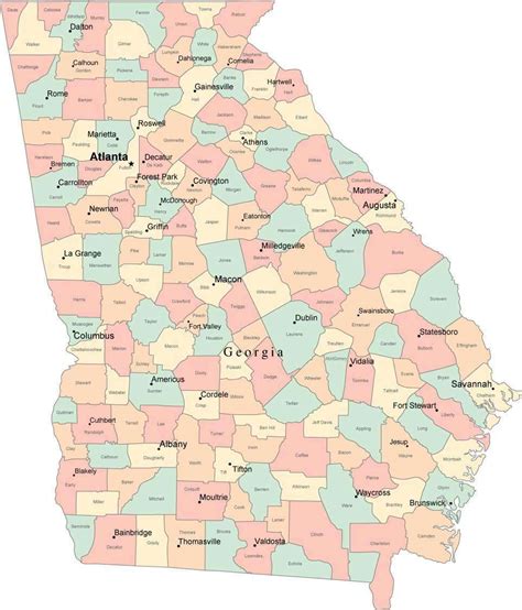 Georgia Map Showing Counties