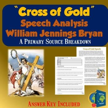 Cross of Gold Speech Primary Source Reading Worksheet by Reading History