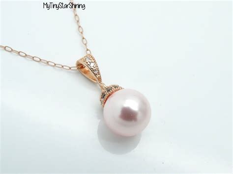 Pink Pearl Necklace ROSE GOLD Pearl Necklace 14k rose gold