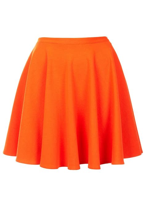 Lyst - Topshop Orange Milano Skater Skirt in Orange