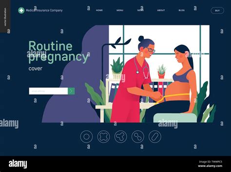 Medical insurance template -routine pregnancy cover -modern flat vector ...