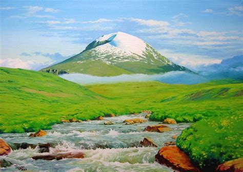 Mountain Of Otgontenger Painting by Tsogbayar Chuluunbaatar