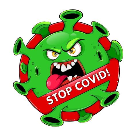 Premium Vector | Stop Covid banner. Funny cartoon Coronavirus character ...