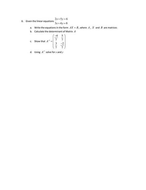 Matrices and Simultaneous Equations - CSEC Math Tutor