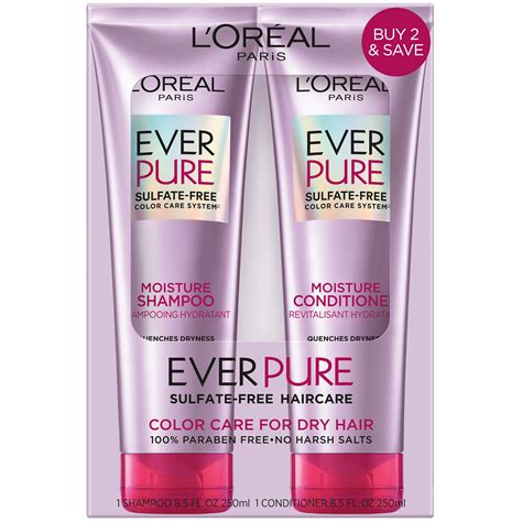 L'Oreal Paris EverPure Sulfate Free Moisture Shampoo and Conditioner Set, 2 Piece Set - Walmart.com