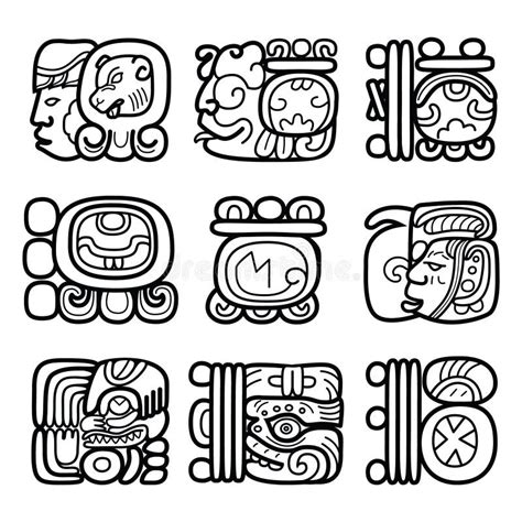 Los Glyphs Del Maya, El Sistema De Escritura Y El Languge Diseñan Stock de ilustración ...