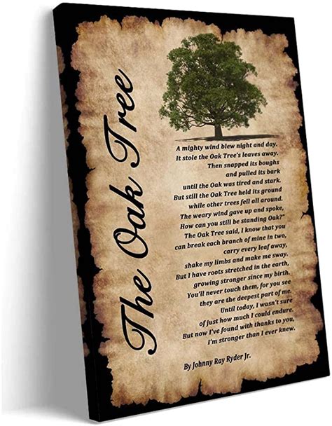 Amazon.com: The Oak Tree Poem Framed Wall Art Poetry Poster The Oak Tree Poem Wall Art Canvas ...