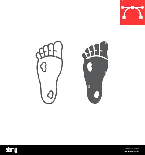 Diabetic foot line and glyph icon, ulcer and disease, diabetic foot vector icon, vector graphics ...