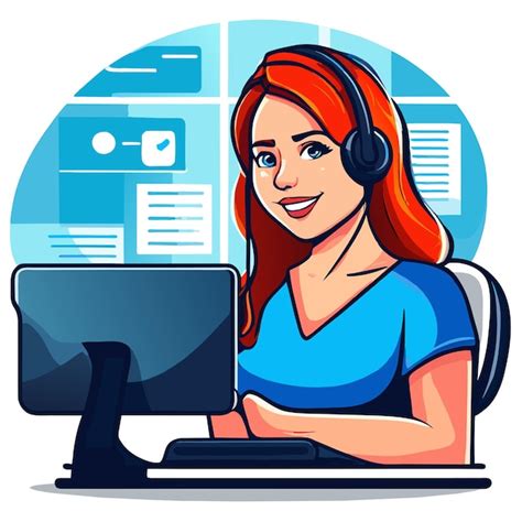 Premium Vector | Girl works on the office desk hand drawn flat stylish cartoon sticker icon ...