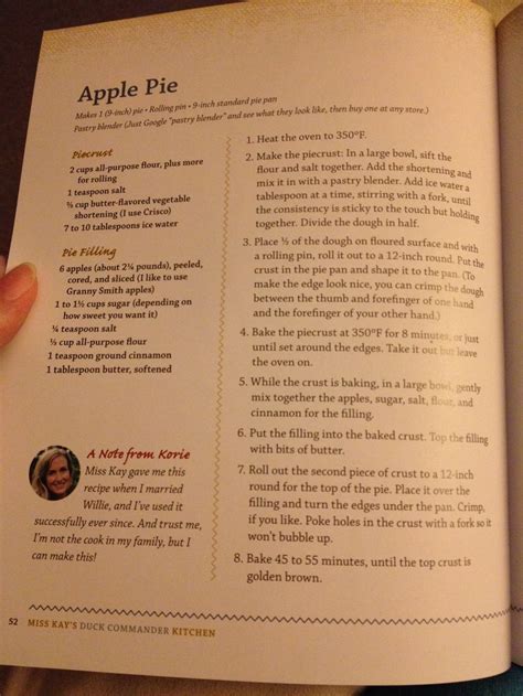 Miss Kay's Apple Pie | Kay robertson recipes, Iced tea recipes, Duck ...