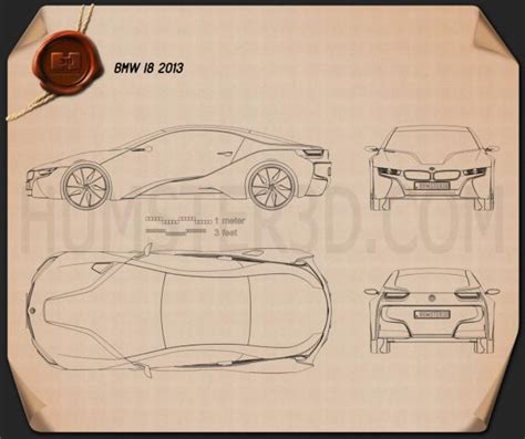 BMW i8 concept 2013 Blueprint - Hum3D