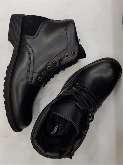 Casual Wear Plain Black Men Leather Boots at Rs 2500/pair in Tarn Taran ...