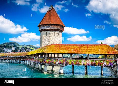 Lucerne, Switzerland - Famous wooden Chapel Bridge, oldest wooden ...