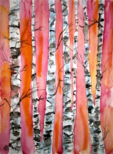 "birch tree watercolor painting" by derekmccrea | Redbubble