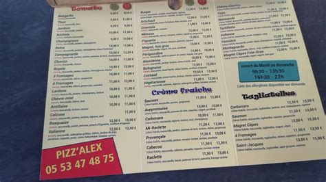 Menu au PIZZARIUM pizzeria, Agen, 107 Av. Jean Jaurès