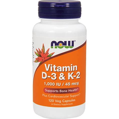 NOW Vitamin D3&K2 1000 IU 45 mcg 120 vcap 0369 | Walmart Canada