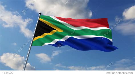 South African Flag Waving Against Time-lapse Clouds Background Stock Animation | 1134922