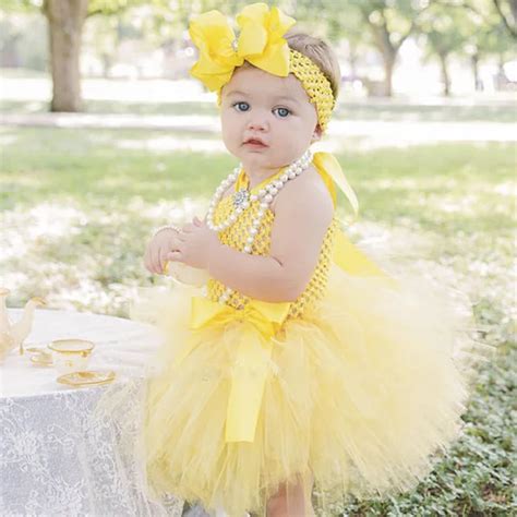 Cute Princess Belle Baby Tutu Dress Princess Girl Yellow Birthday Party ...