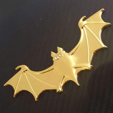 2941GD TOTUMY 1 Piece Bat Gold Chrome Metal Car Badge Decal Emblem Trunk Side Auto Adhesive Logo ...