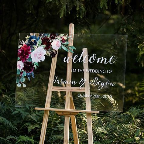 Acrylic Wedding Signs Welcome Wedding Sign Welcome Sign - Etsy | Floral ...