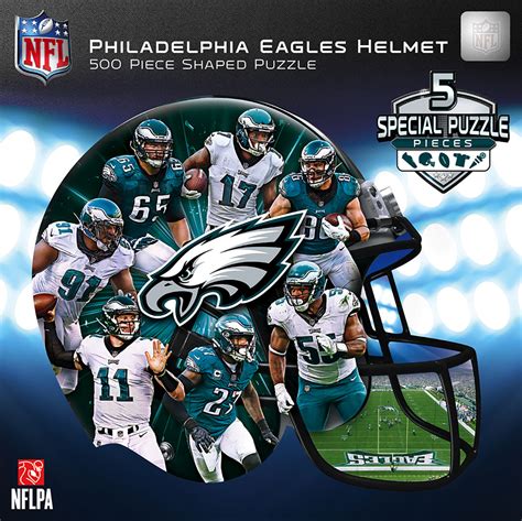 Philadelphia Eagles 500pc Helmet Shaped Puzzle, 500 Pieces, MasterPieces | Serious Puzzles