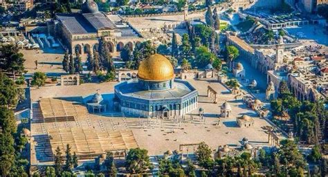 an aerial view of the dome of the rock