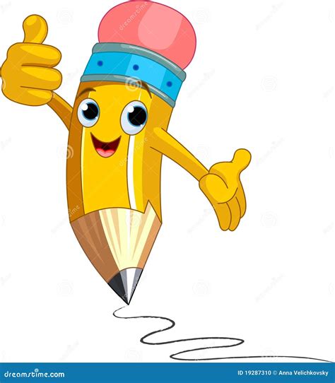 Pencil Character Giving Thumbs Up Stock Photo - Image: 19287310