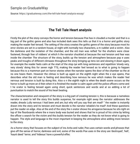 ⇉The Tell Tale Heart analysis Essay Example | GraduateWay