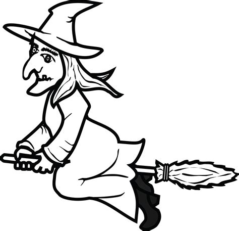 Witch On Broom Drawing | Free download on ClipArtMag