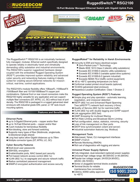 Ruggedcom Rsg2100 Users Manual Datasheet_Rev2U