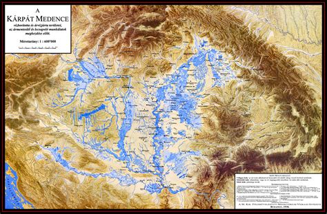 Hydrographic map of the Carpathian Basin before extensive river and lake regulations in the 19th ...