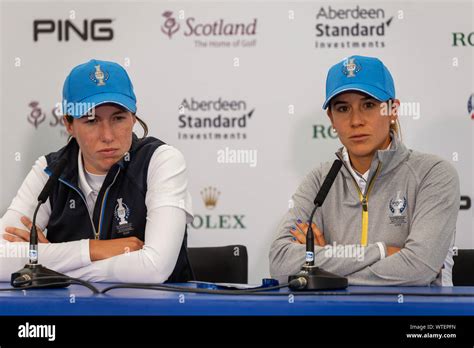 Gleneagles, Scotland 11th September 2019. European Solheim Cup players Carlota Ciganda and ...