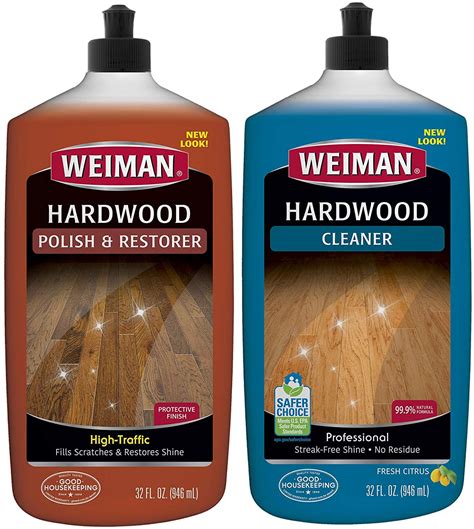 Weiman Hardwood Floor Cleaner and Polish Restorer Combo - 2 Pack - High-Traffic Hardwood Floor ...
