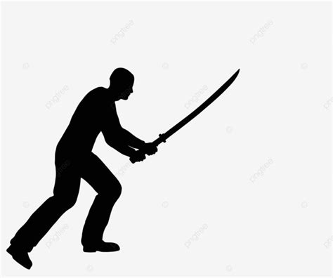 Man In Swordfight Action Pose Shadow Man Vector Vector, Shadow, Man ...