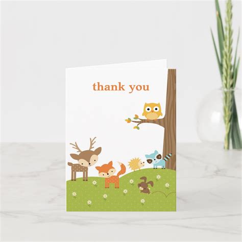 Cute Woodland Animal Thank You Cards | Zazzle