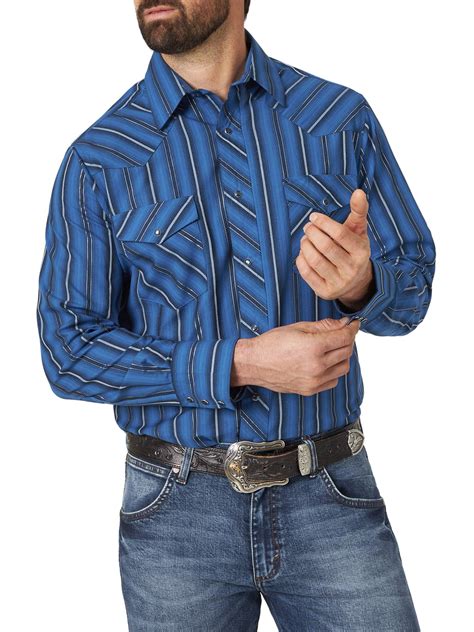 Wrangler Men's Long Sleeve 2 Pocket Western Shirt - Walmart.com